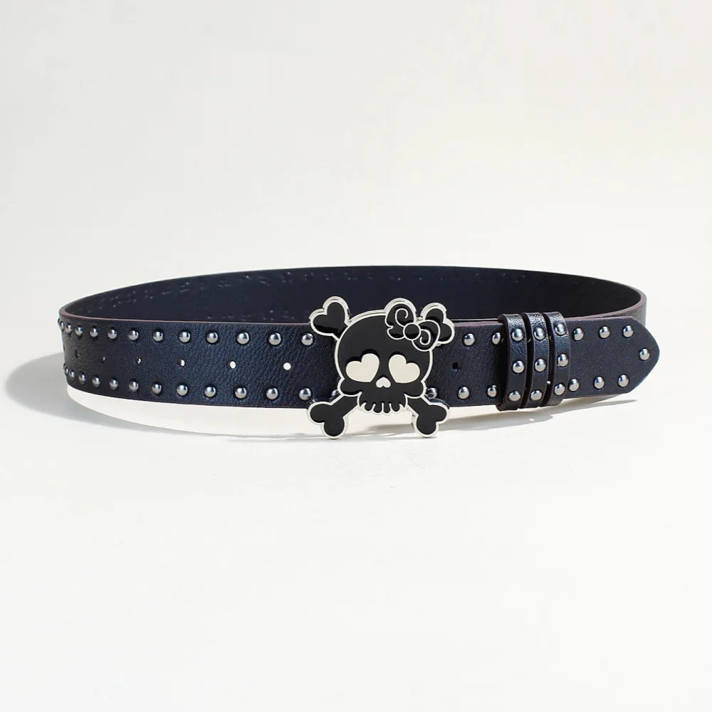 Cinture punk di design per donna Marchio di lusso di alta qualità Fibbia con teschio Vita unisex Cintura da uomo nera da strada Cintura per jeans Y2K