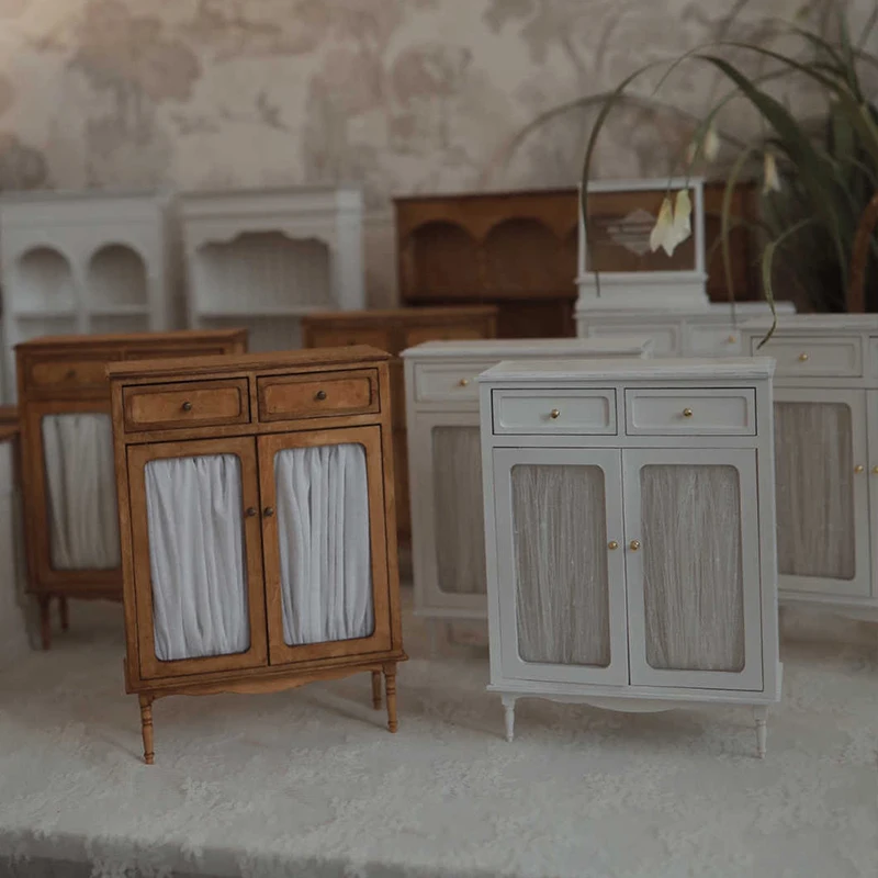 YESTARY BJD Doll Miniature Furniture For Dollhouse Vintage Storage Cabinet Handmade Dollhouse Wood Furniture For 1/6 Blythe Doll