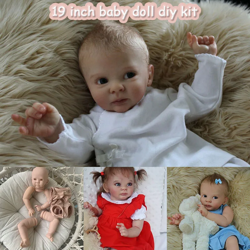 19Inch Reborn Doll Kit  Soft Real Touch Vinyl Body Unifinished Unpainted Blank Doll Parts Diy Doll Kit