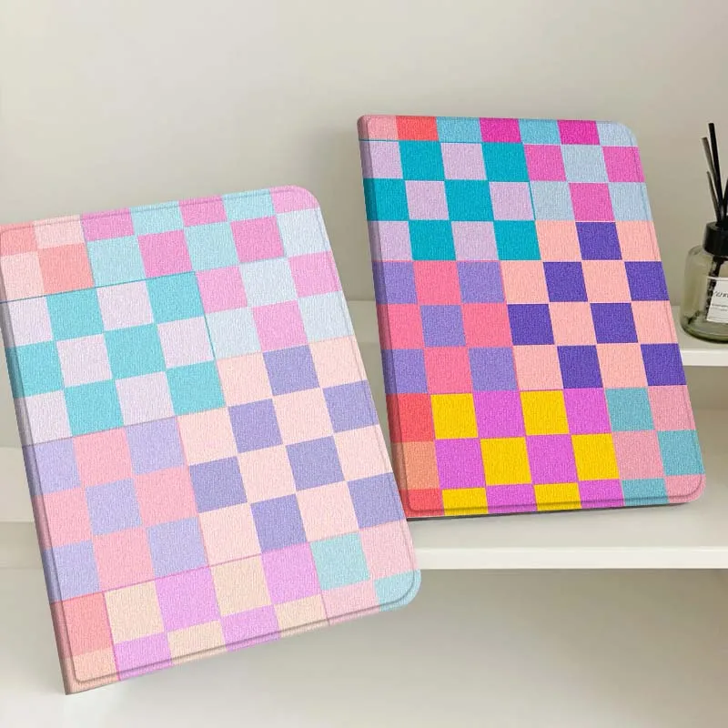 

Pastel Checkerboard Pattern Tablet Case For Samsung Tab Galaxy S6 S11 A A7 A8 A9 A11 10.1 10.4 10.5 Plus Lite Gift