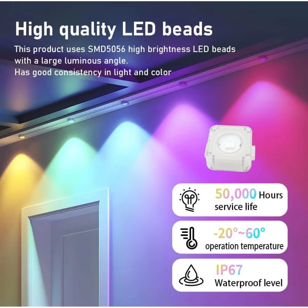90m 180leds luzes de beiral inteligentes ip67 à prova dip67 água permanente luzes ao ar livre app sincronização música remota para o natal ano novo decoração casa