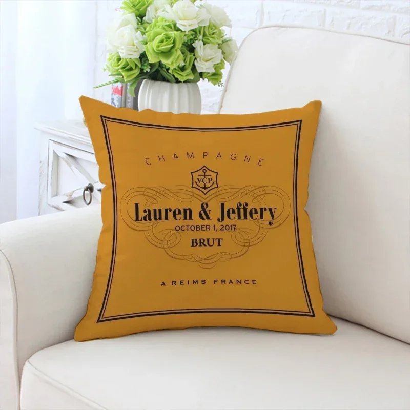 V-Veuve Clicquot Pillow Cases 45x45 Cushions Cover for Living Room Cushions Pillow Covers Decorative Luxury Bed Pillowcases Home