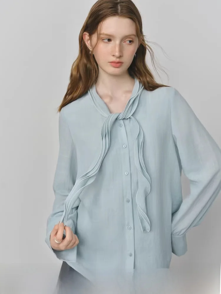 

V-Ne Blouse Women's Commuter Sle irt Asymmetrical Hem Long Sve Polyester Blend Comfortable Loose Fit Color