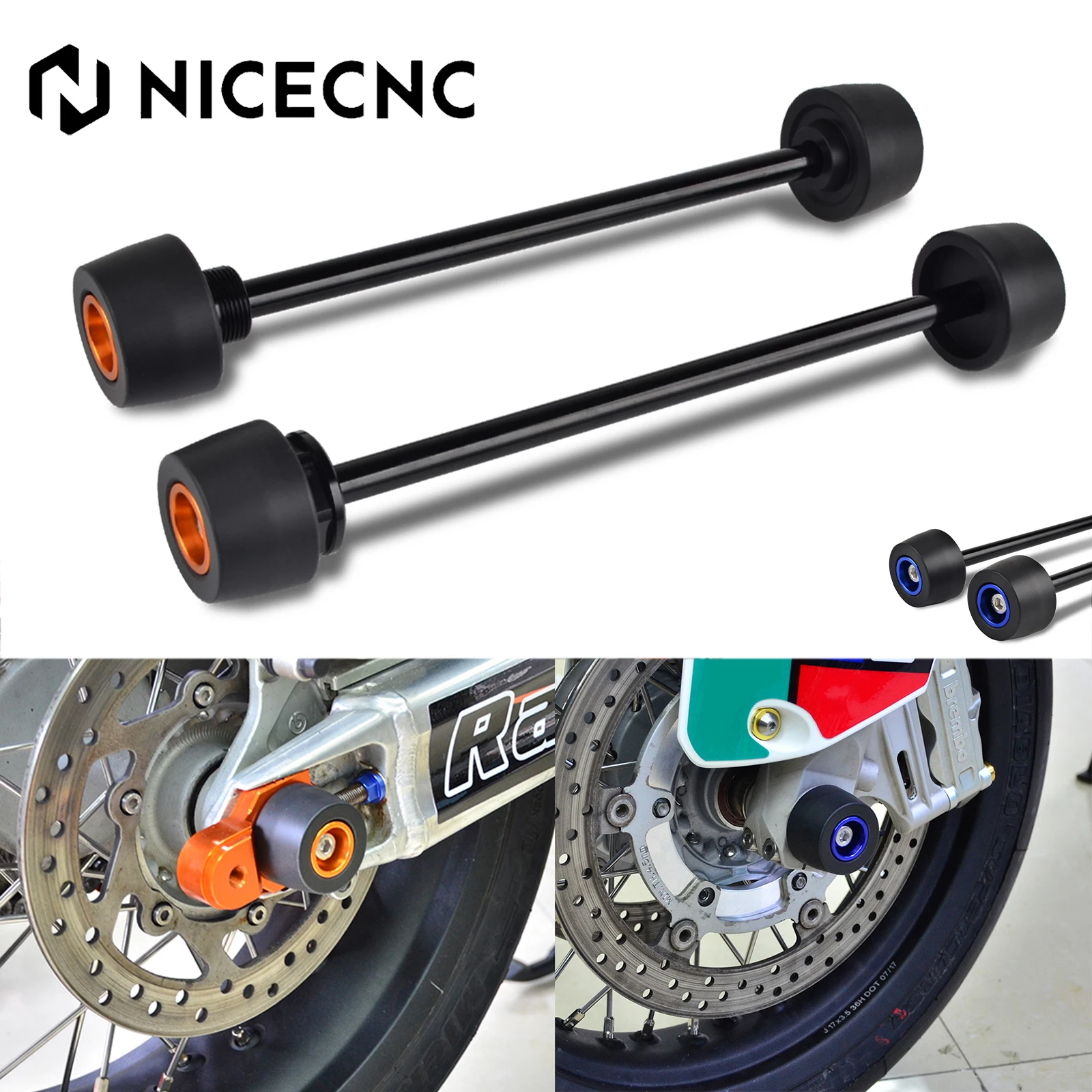 

For 2009-2021 KTM 690 SMC/R Rear Front Axle Fork Crash Slider 690 Duke/R Supermoto/R Husqvarna 701 Supermoto 2016-2021 VITPILEN