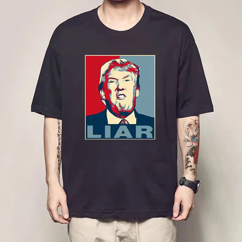 Camiseta de algodón de manga corta con estampado de eslogan de Trump