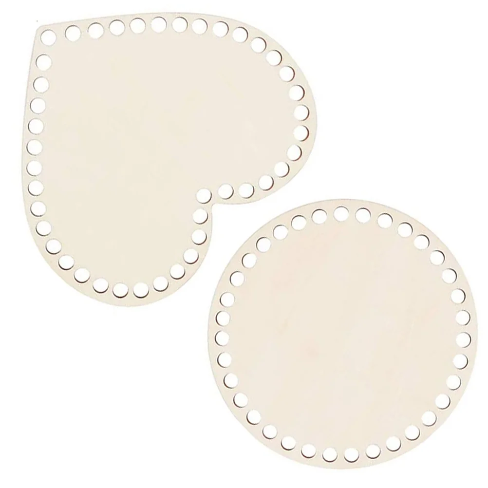 2 Pcs Woven Bag Bottom Weaving Basket Base DIY Crocheting Wood Round Handbag Bases Decoration Natural Wooden Baskets