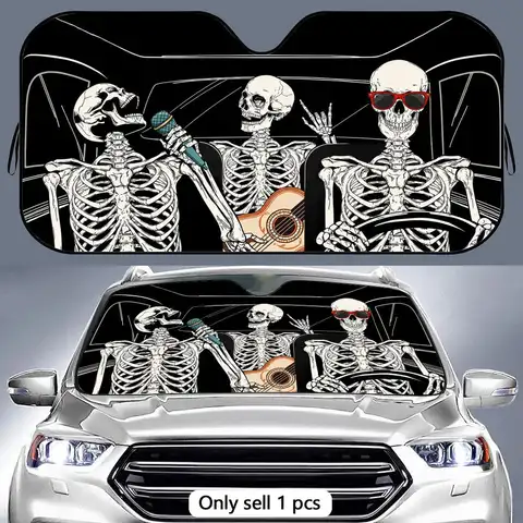 Skeleton Travel Sun Visor Aluminum Foil Windshield Sunshade with Reflective UV Block Heat Insulation Foldable Universal Fit