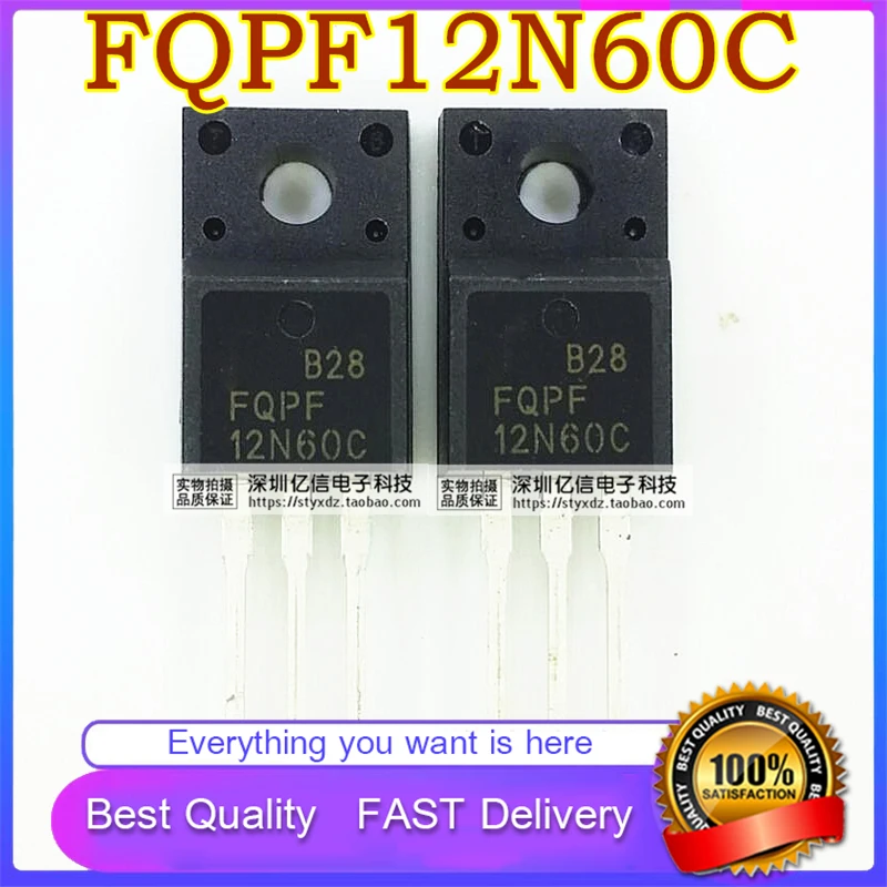 10Pcs/Lot New Original PLATINUM FQPF12N60 12N60 Field Effect Transistor 600V12A NPN CHANNEL Good Quality  In Stock