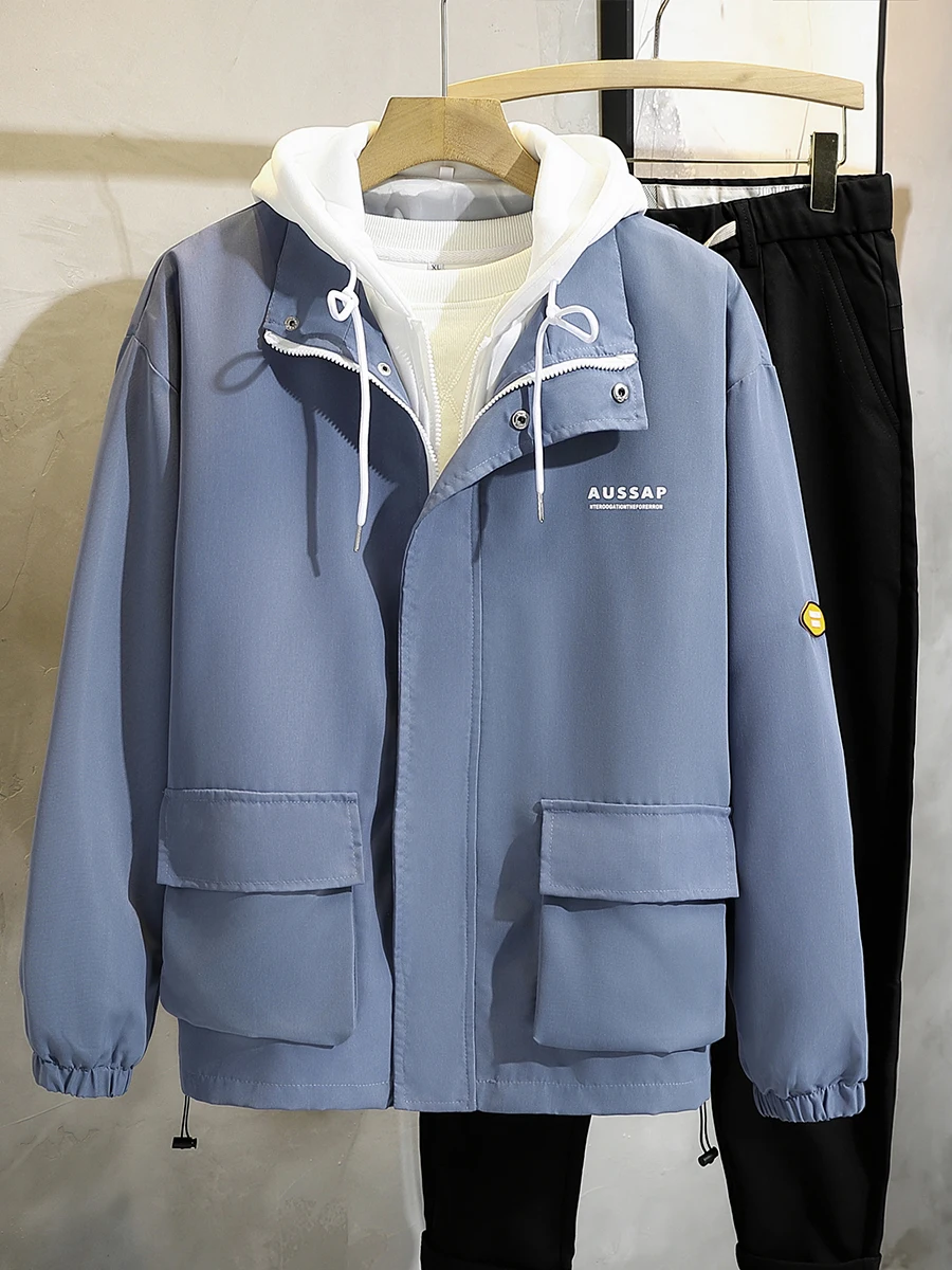 

Повседневная рабочая одежда Jaet, мужская весенне-осенняя модная одежда Haome American Sle с капюшоном, ветрозащитная верхняя одежда на молнии Long Sve