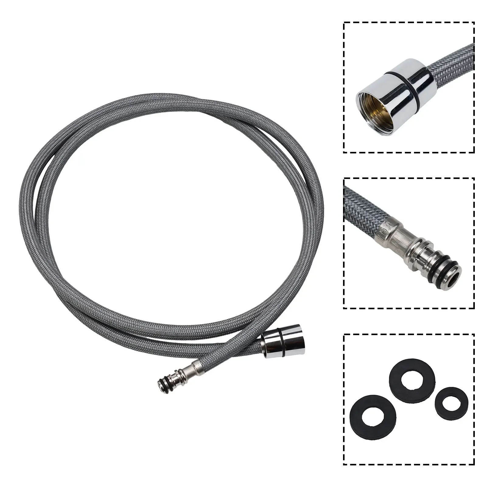 

Bathroom Supplies Faucet Hose Hose Kit Bathroom Household Replacement Grey Metal Pull Down Practical Brand New