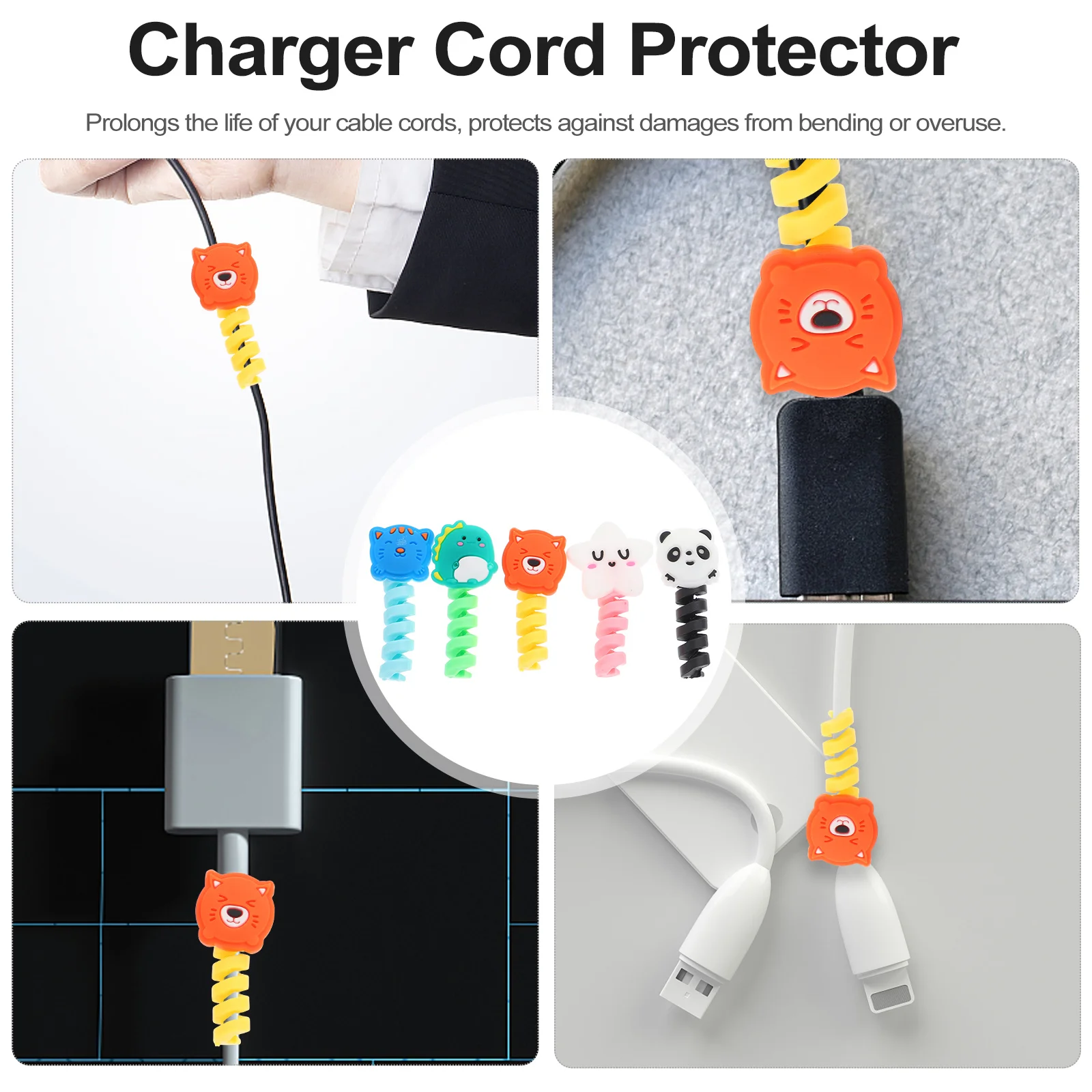 

50Pcs Animal Cord Protector Premium Cable Buddy for Charging Wire Strain Relief Line Protector Data Cable Saver