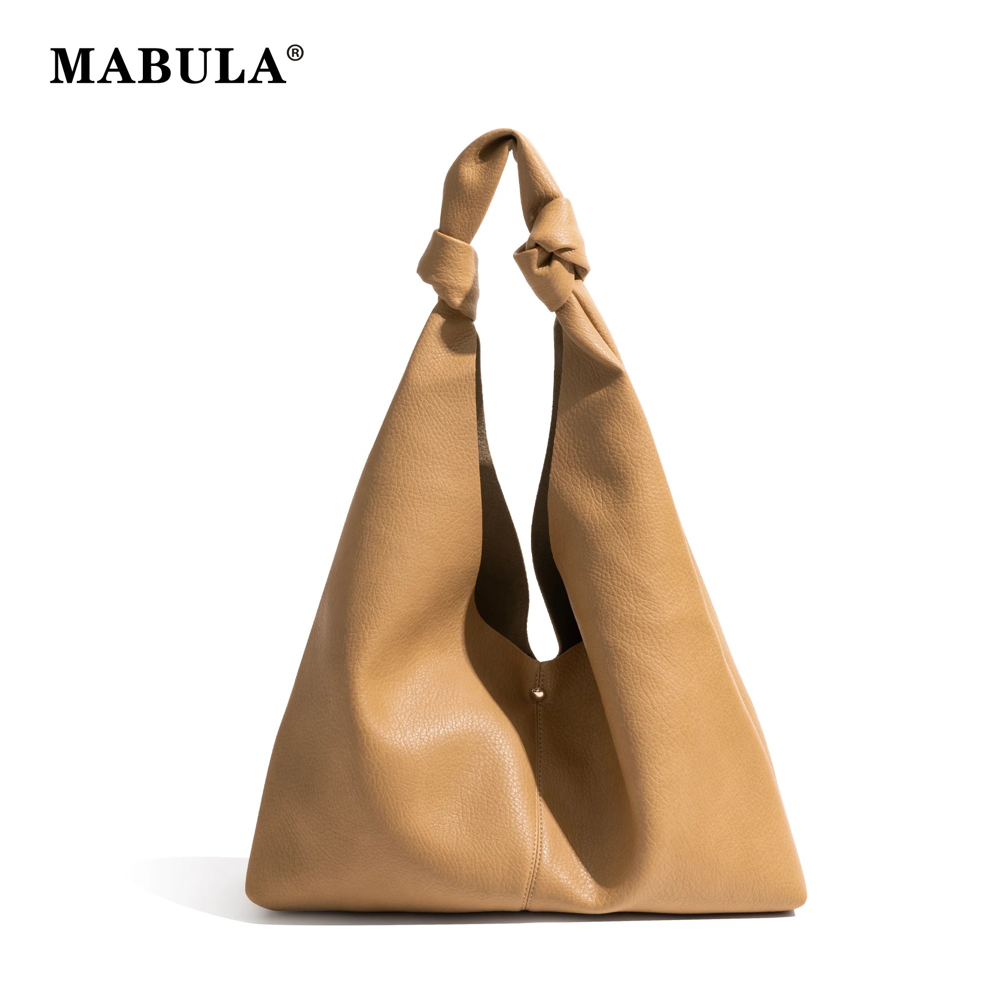 

MABULA PU Leather Fashion Hobo Bag For Woman Solid Color Stylish Shoulder Purse For Ladies Vegant Leather Simple Tote Handbag