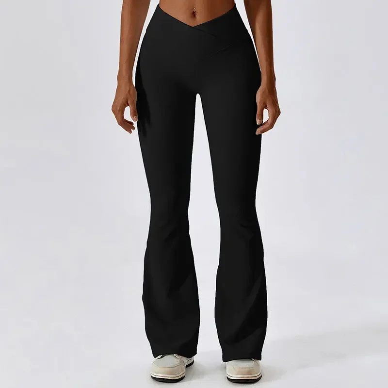 New Women Yoga Bell-bottoms Leisure Scrunch Butt Lifting Dance High Waist V-Shaped Sport Pants Gym Running Breathable Leggings