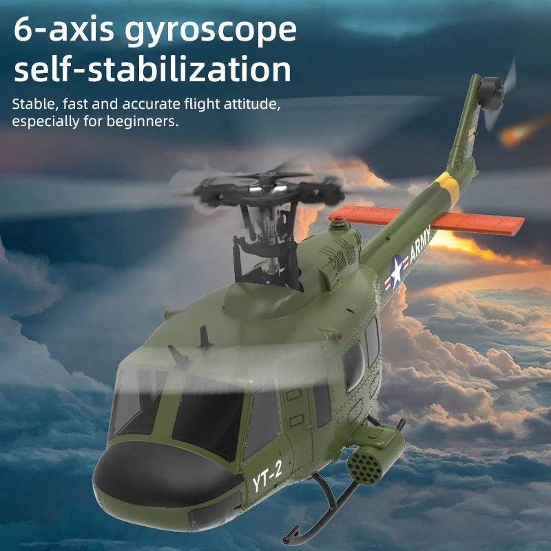 RC Plane F07 Huey UH1D Optical Flow Positioning Helicopter 1:34 Full Scale Six Channel 3D Stunt Helicopter Model Christmas Gift