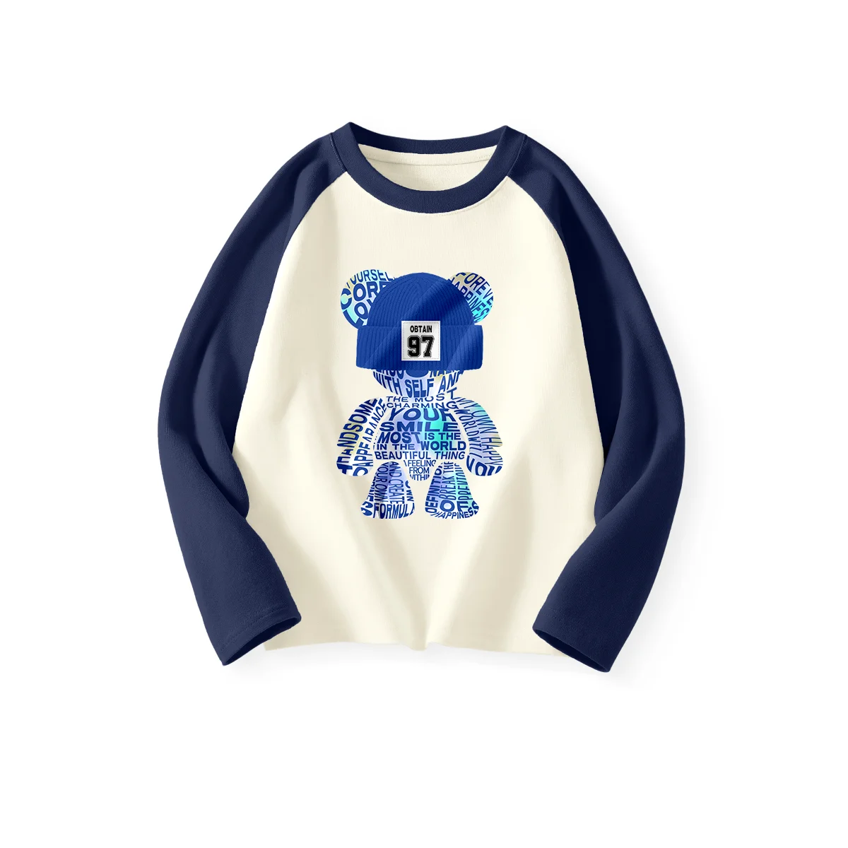 

Colorful Bear Design Children's Cotton Shoulder-plugged Longsleeved T-shirt Children's Bottoming Shirt Boys And Girls Autumn Top