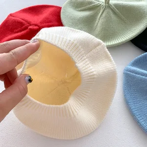 Baby Mode -Stricken Bethin Hut Feste Farbe Kinder Heiße Hüte Herbst Wintermaler Kappe für Mädchen Kinder Bonnet Accessoires 8 Hauptverkäufe Kinder Beat - №1
