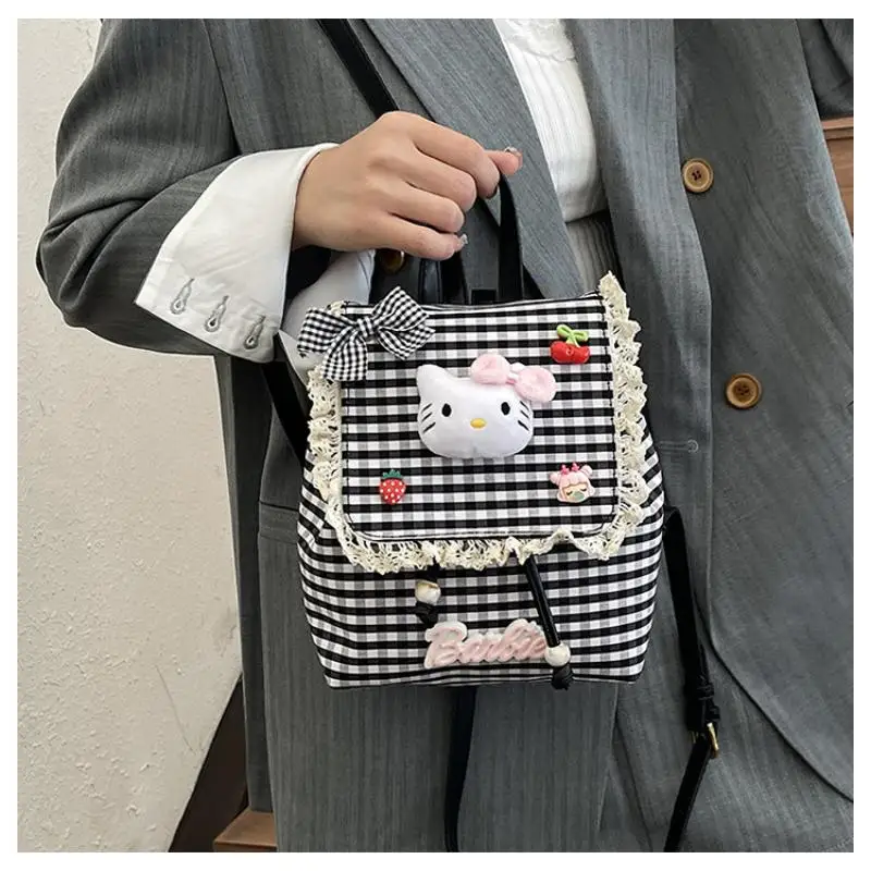 

Hello Kittys Girl Backpack Sanrios Bags for Woman Cute Handbag Spring Summer New Lace Large Capacity Student Women's Backpacks