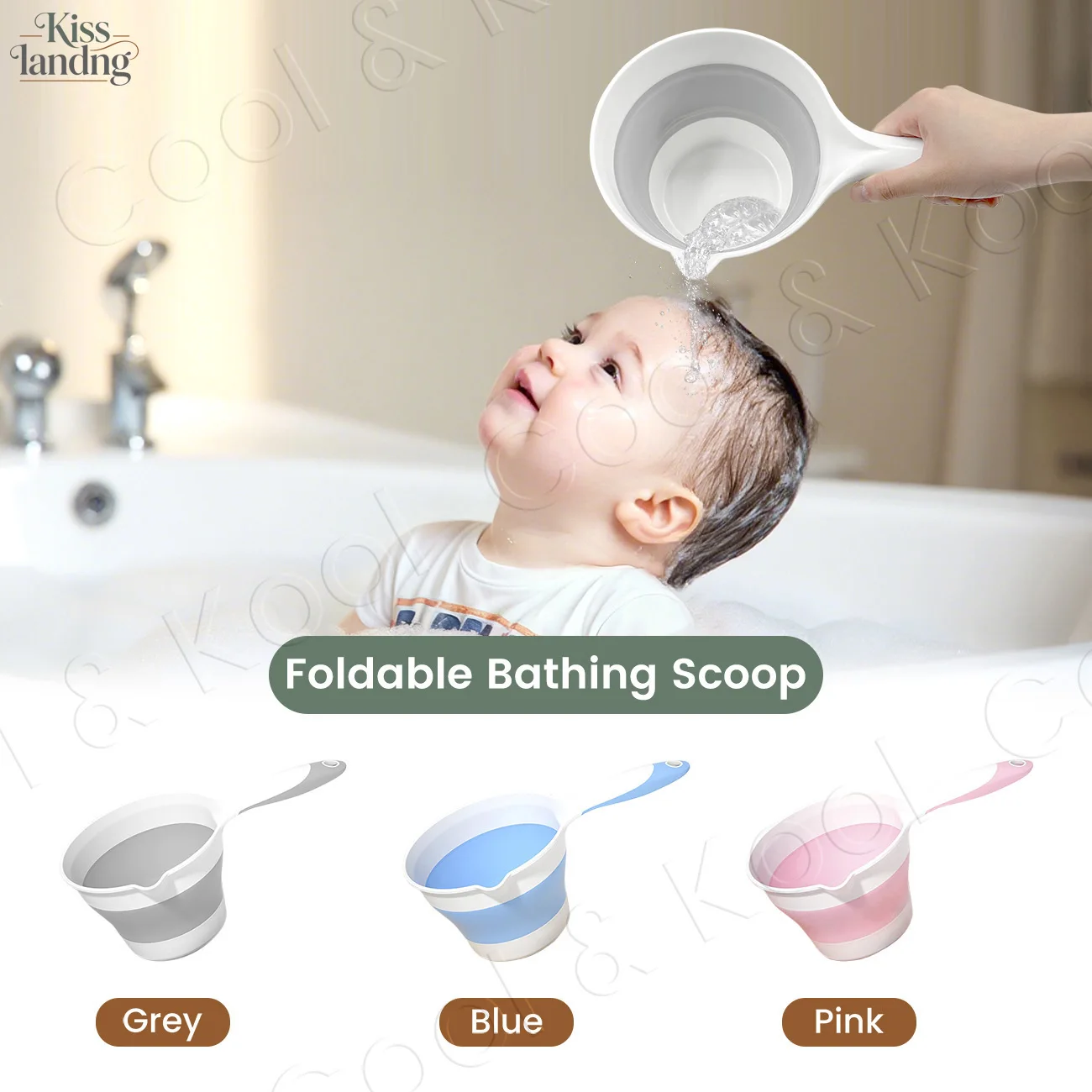 

Long Handle Baby Bath Scoop, Saves Your Back - No Bend Rinsing with Foldable & Large Capacity Design