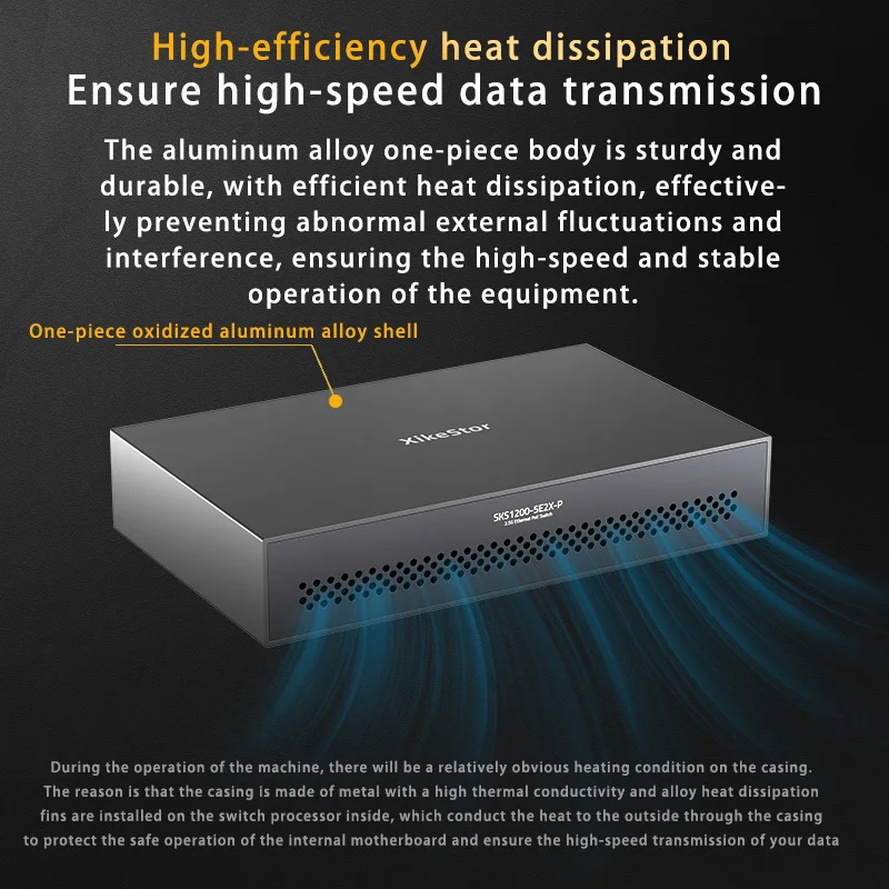 XikeStor 2.5G unmanaged PoE+ switch, 10Gbps transmission rate, 5 100/1000/2500M RJ45 ports + 2 10G SFP optical ports, supports P