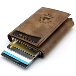 West Polo Men's Wallet 100% Genuine Leather Business Id Credit Card Holder