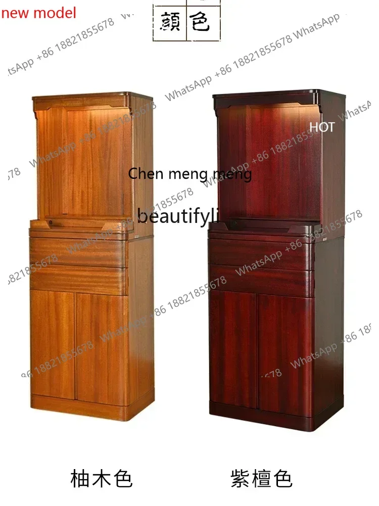 d178 Buddha Shrine Clothes Closet Household Altar Teak Solid Wood Doorless Vertical Shrine Buddha Cabinet