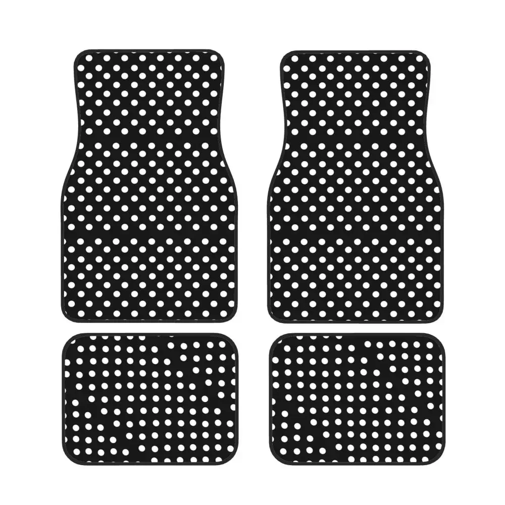 Classic black and white dots 4-piece Set of Waterproof and Anti Slip Car Floor Mats Universal Car Anti Fouling Floor Mats