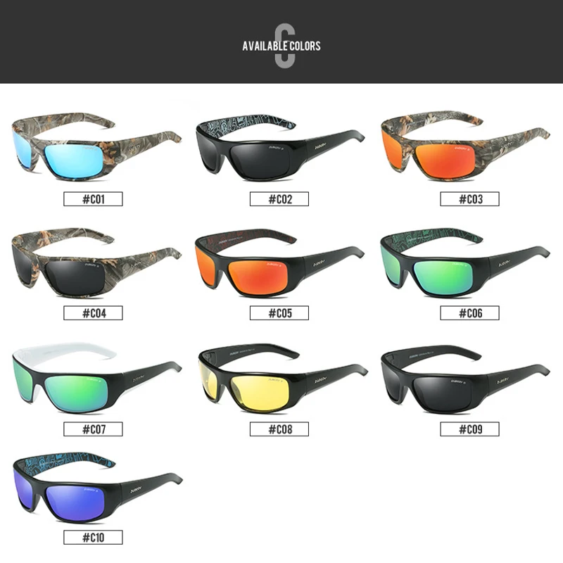 DUBERY Luxury Brand Men\'s Sunglasses Fishing Polarized Night Vision Glasses Women Retro Sports Cycling Sun Glass UV400 Goggles