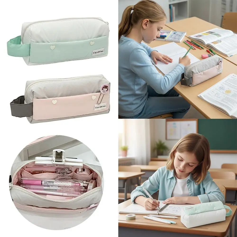 

New Pastel Color Pencil Case Handheld Minimalist Pen Bag Large Capacity Stationery Organizer Students Daily Use