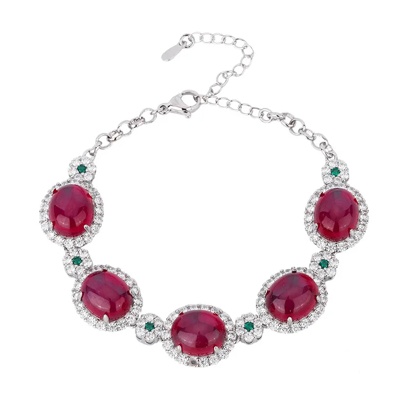 Jewelry Fluorescent Red Corundum Six-Pointed Star Light Bracelet Female 10*12