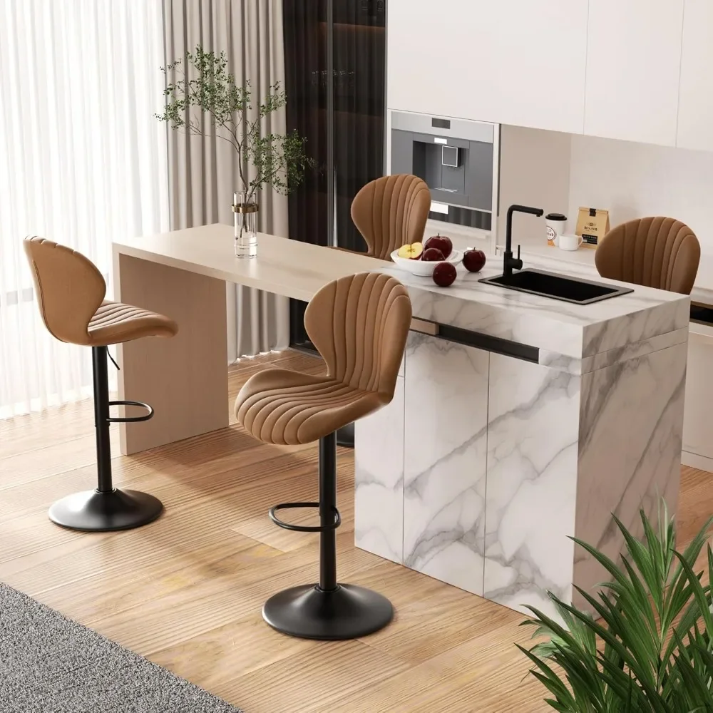 

Bar Stools Set of 4 Modern Swivel Bar Chairs, Barstools Counter Height with High Backrest, Easy 3-5 Minute Assembly