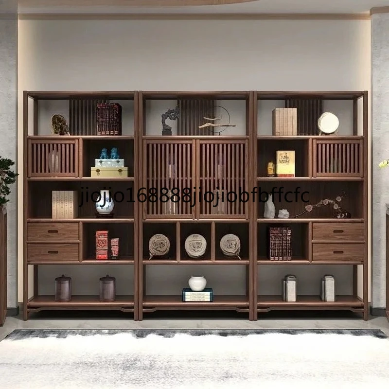Suitable for new elm solid wood retro bookshelf office bookshelf