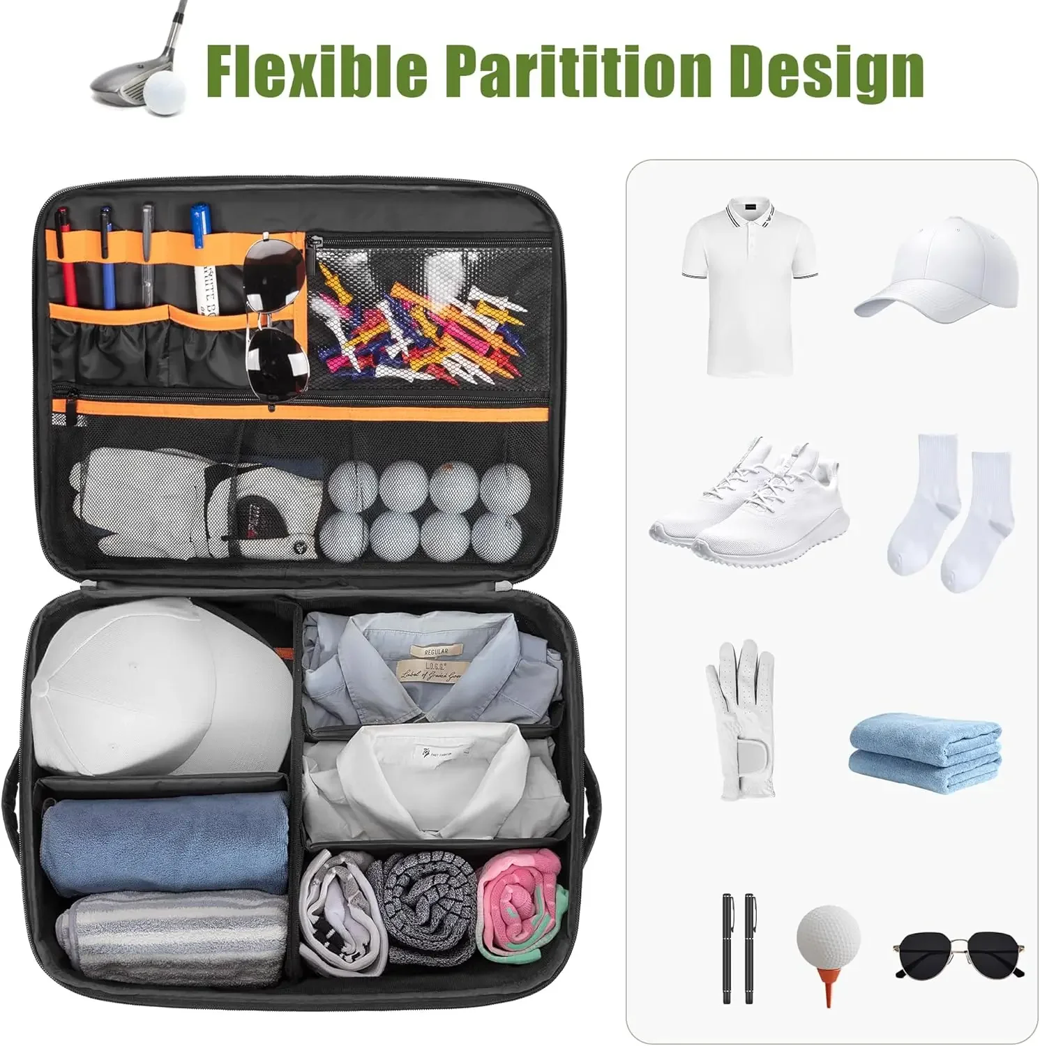 Golf Trunk Organizer Two Layer Storage Compartment Ventilated Shoes Car Accessories