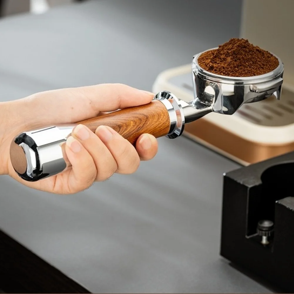 Espresso Portafilter Accessories for M10 Pitch Featuring SUS304 Body and Ergonomic Wood Handle Lightweight 227g