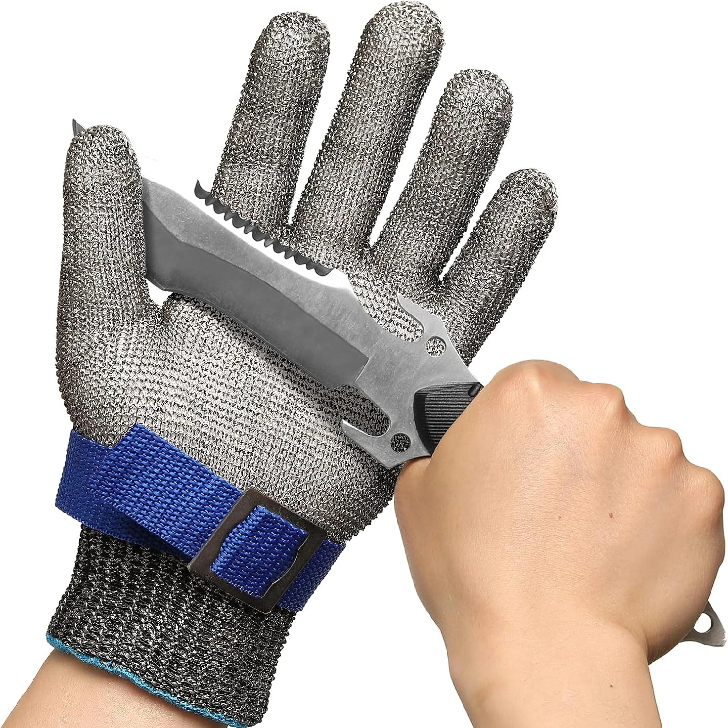 

SlicePro ANSI A9 Cut Resistant Glove PR1706, Stainless Steel Mesh Metal Glove, Food Grade for Kitchen Cooking, Butcher Meat Cutt