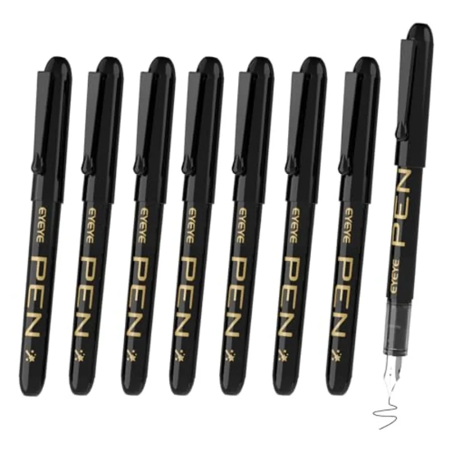

Disposable Fountain Pens, 8 Pack Fine Point Pens for Writing, Stainless Steel Nib, Smooth Writing for Journaling, Drafting, Ske
