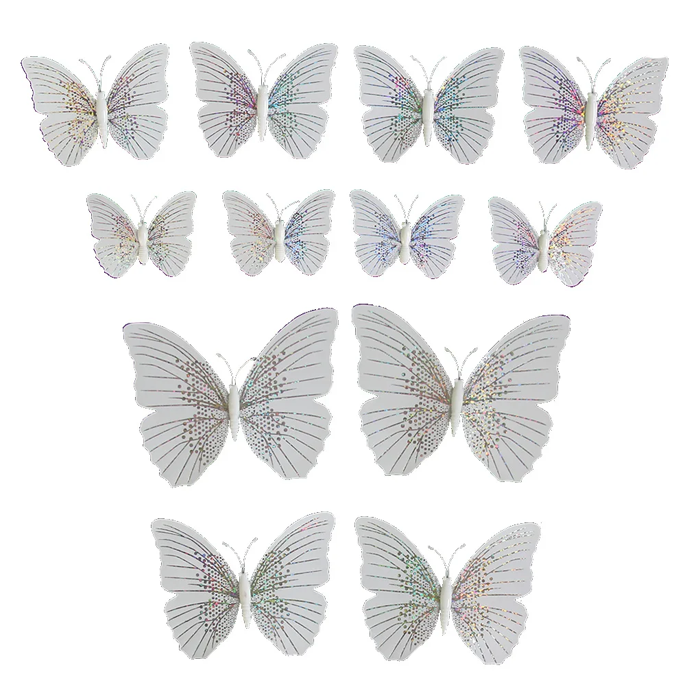 

12 Pcs Fridge Magnets Decorative Stickers Refrigerator Office PVC Long Lasting Adjustable Wings Metal