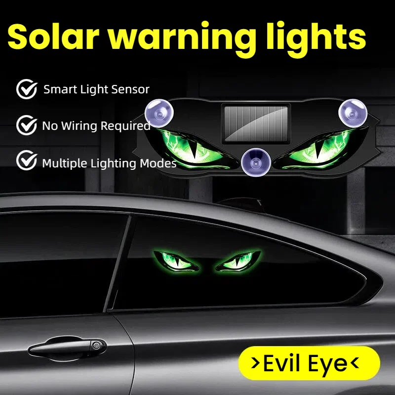 1Pc Car Solar Devil Eye LED Warning Light Side Rear Windshield Car Decoration Accessories For BMW X3 X5 M5 M3 E46 E90 E60 F10