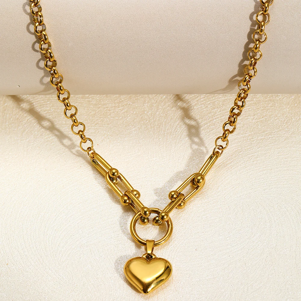 DGIDDK الفولاذ المقاوم للصدأ تصميم تحسس ثلاثي الأبعاد الخوخ القلب قلادة قلادة الإناث مزاجه هدايا مجوهرات الأزياء