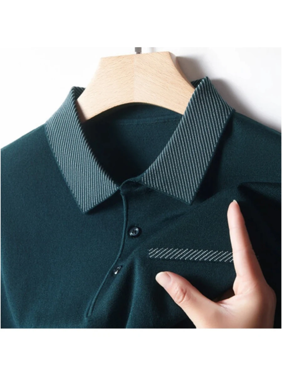 

Men's Short Sleeve T-Shirt Summer Knitted POLO Shirt Elastic Soft Y2K Casual Streetwear Basic Regular Fit T-Shirt