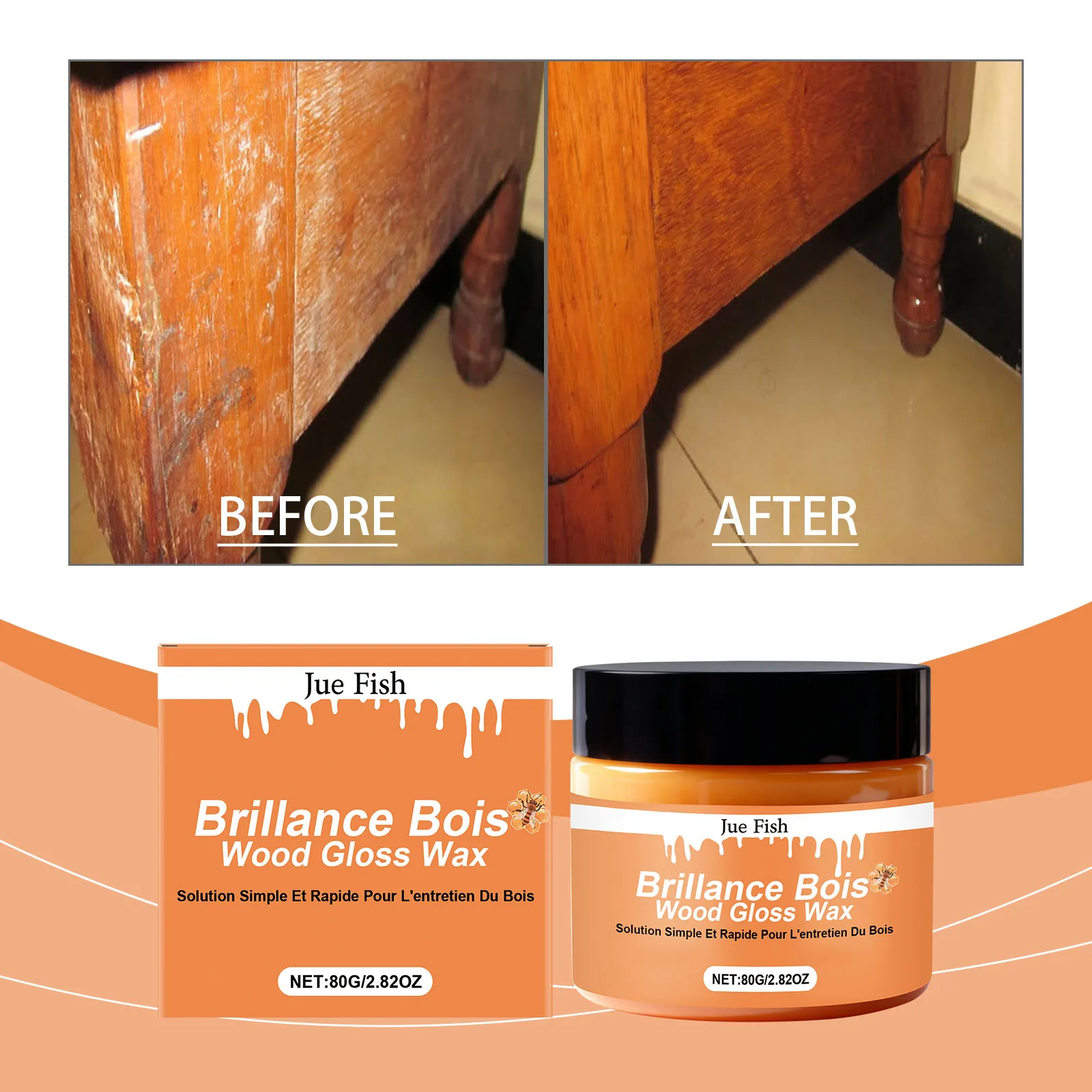 Wood Care Polishing Wax Furniture Restorer Seasoning Beeswax Carnauba Polish Scratch Repair Conditioner Waterproof 80g