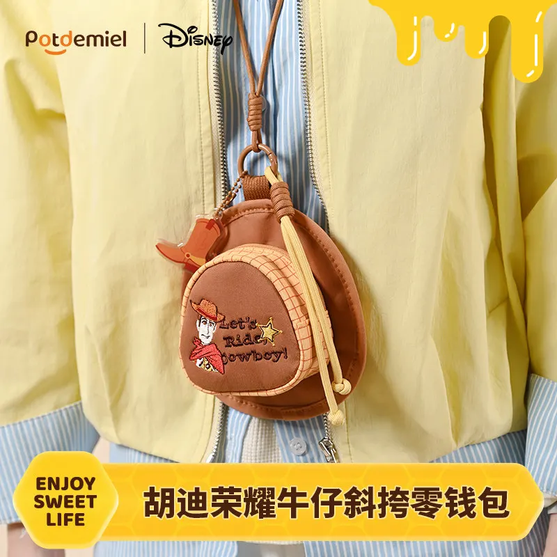 

Оригинальный кошелек-монетница Potdemiel Toy Story 5 Woody с вышивкой, сумка для наушников с ремешком на шею для повседневного использования на улице