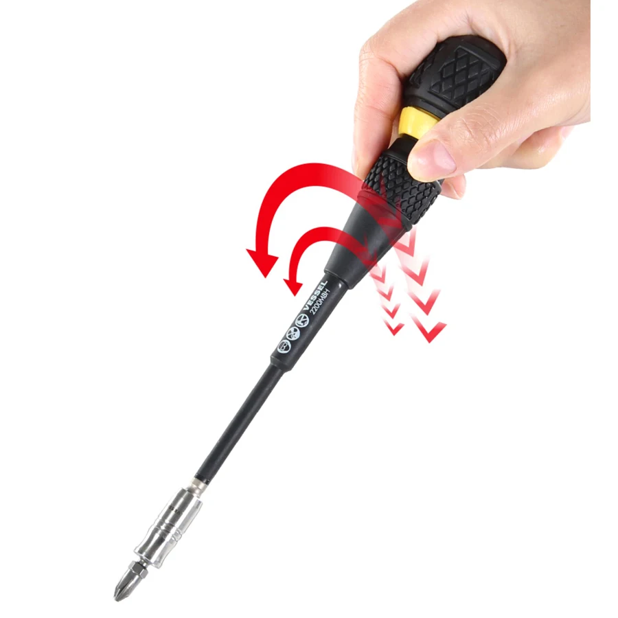 Vessel 2200MBH Ball Grip Ratchet Screwdriver with Bit Holder for Maintenance Work Replaceable Shank Unit Screwdrivers