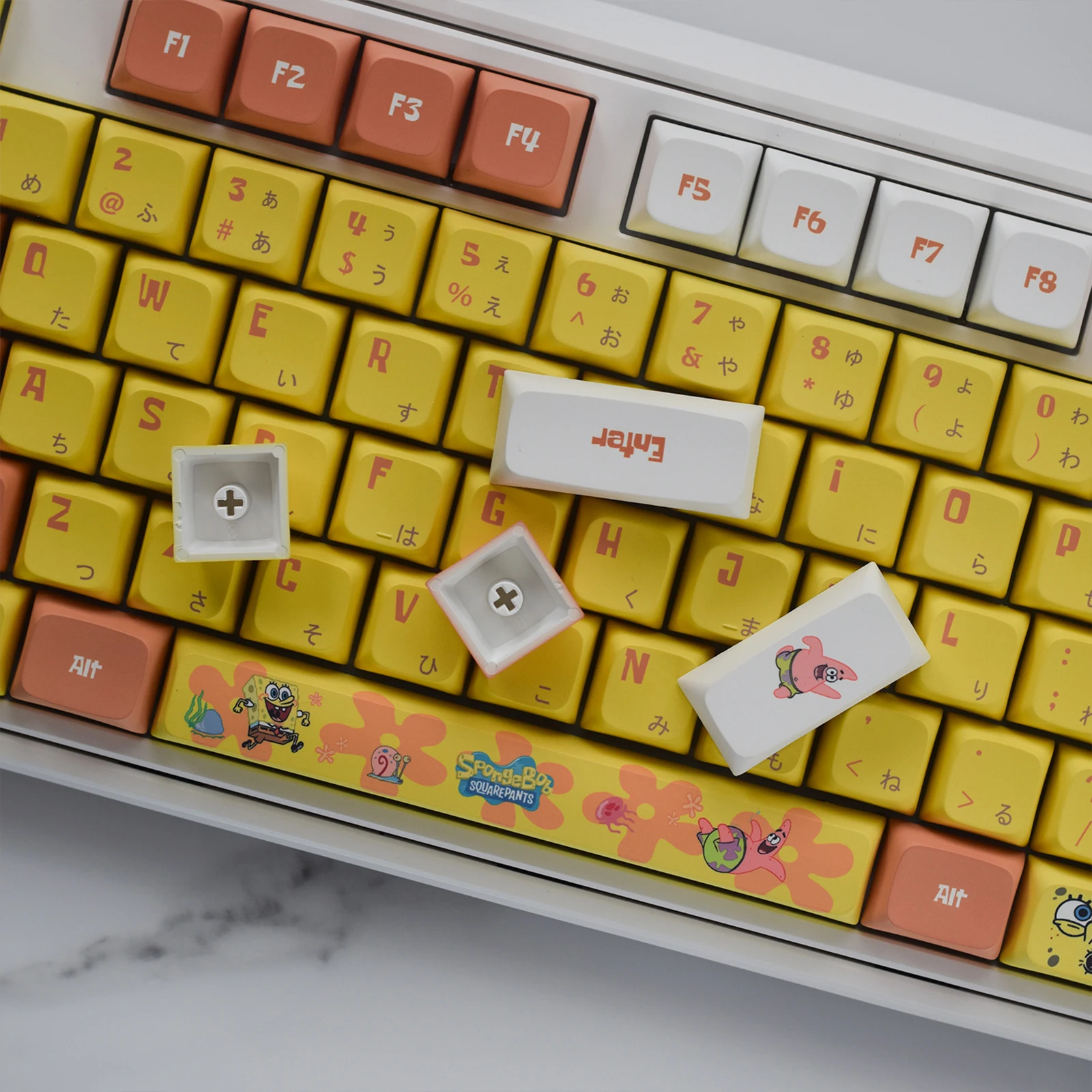 Teclas de perfil PBT XDA para teclado mecánico Cherry MX, accesorio de doble disparo con tinte retroiluminado amarillo japonés, 139 teclas