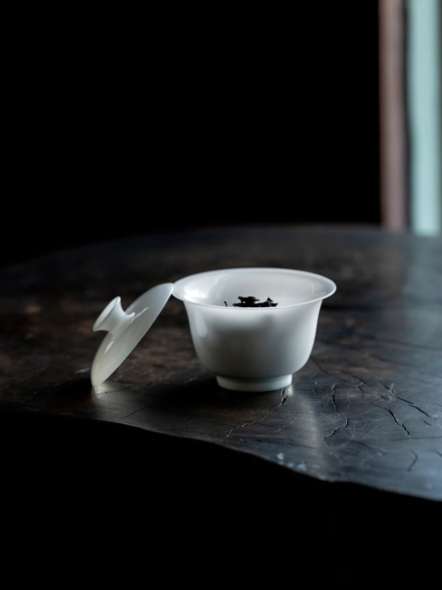 

Non-Heating Pure White Thin-walled Jade Porcelain Tea Set Anti-Scalding Handled Bowl Chinese Cercs Tea Drinking Equipment