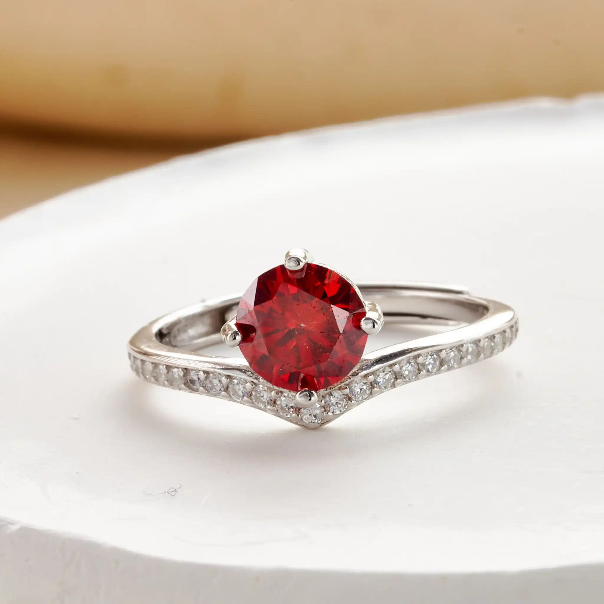 JH Echter 1 Karat Moissanit Ehering für Damen, 925 Sterling Silber, runder Brillant, Labor-Diamant Verlobungsring, Geschenk für Dates – Detail 7