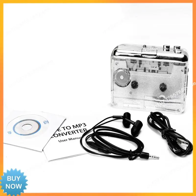 A10R 1Set Cassette To MP3/CD Type-C Walkman Audio Music Player Cassette Recorder Transparent