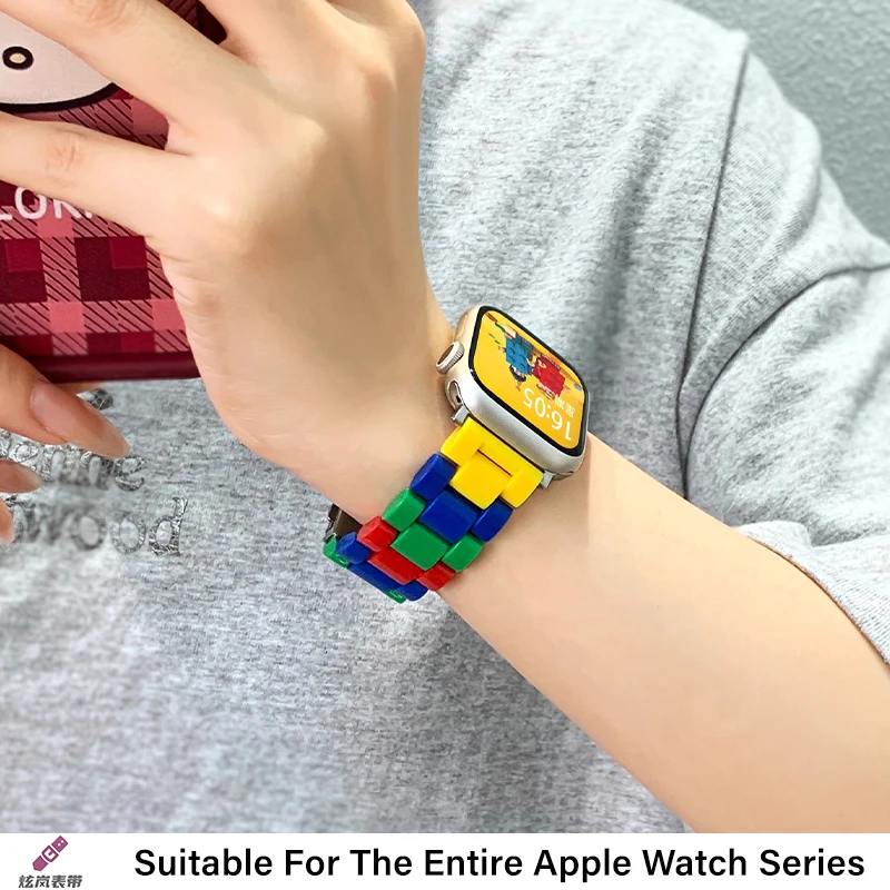 Regenboog blokkerende band voor Apple Watch Series Ultra 10 9 8 se 7 6 5 4 Armband correa iWatch Band 44 mm 40 42 46 38 49 41 45 mm