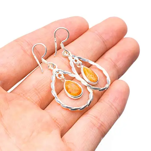 StarGems® Natural Variscite Handmade Vintage 925 Sterling Silver Earrings 1 1/2