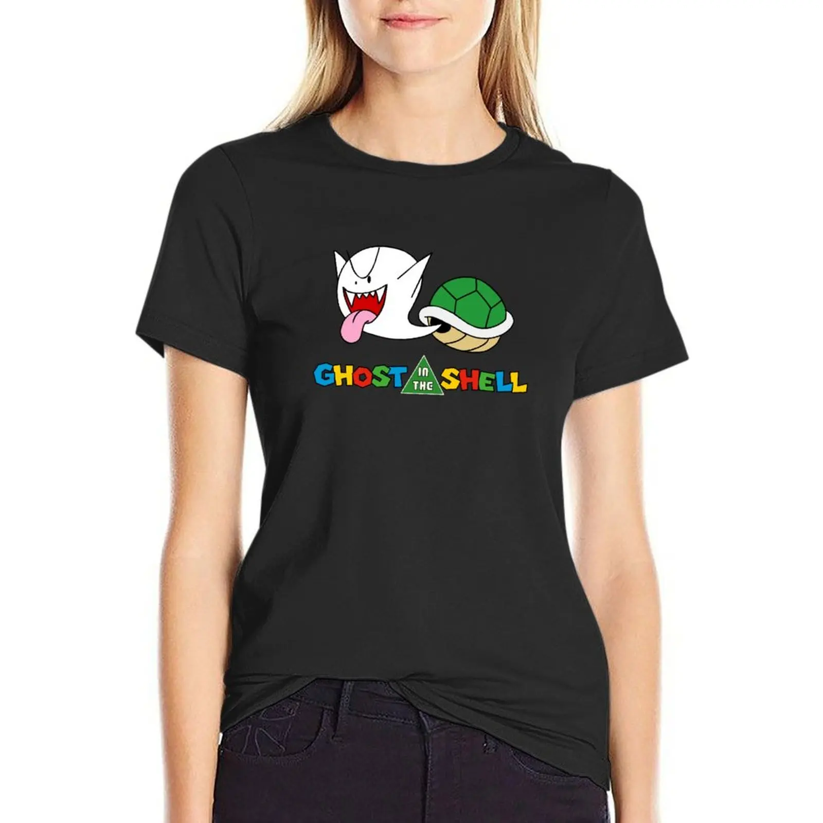 Boo in the Shell t-shirt estetyczna odzież kawaii ubrania koszule koszulki z nadrukami lato topy biała koszulka sukienka dla kobiet sexy