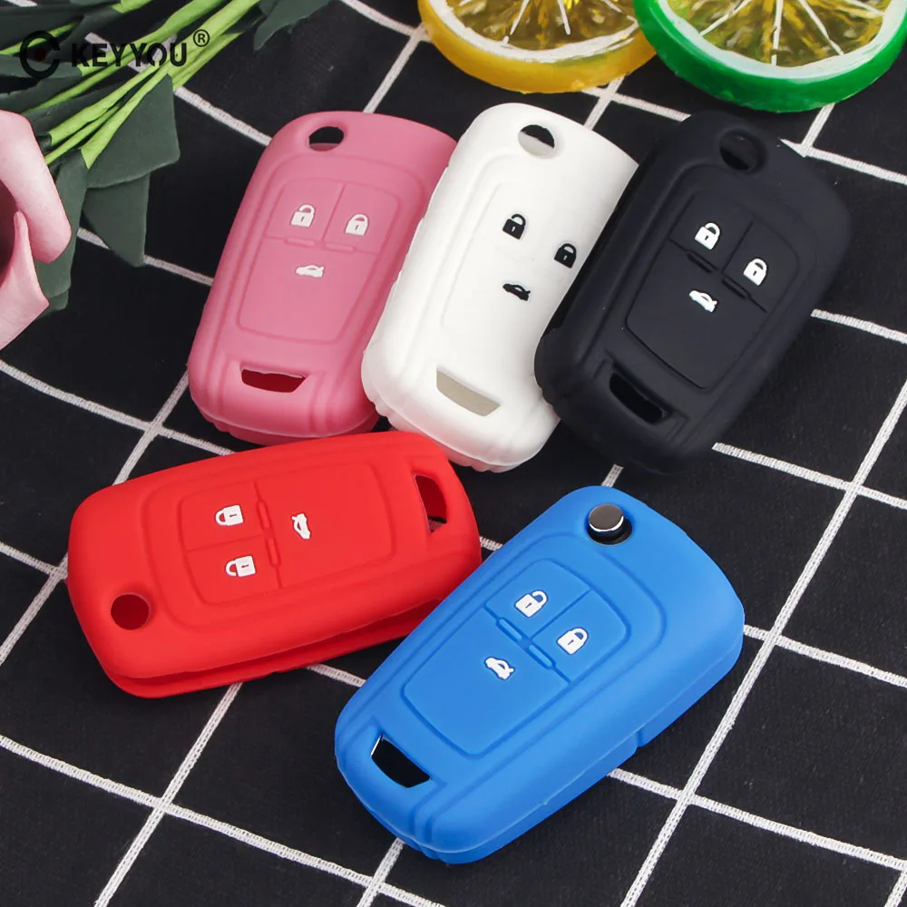 KEYYOU 3 Button Silicone Car Key Cover Case For Chevrolet Cruze Buick Opel Astra Corsa Antara Zafira Meriva Insignia Key Holder